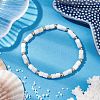 Natural Freshwater Shell Column Beaded Stretch Bracelets for Women BJEW-JB10934-2