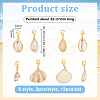 12Pcs 6 Styles Shell Pendants Decorations HJEW-HY00054-2
