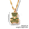 Brass Micro Pave Green Cubic Zirconia Cute 3D Bear Pendant Necklaces for Women BD3088-2-1