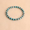 Vintage Synthetic Turquoise & Non-magnetic Hematite Beads Stretch Bracelets for Women Men UH5548-4-1
