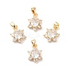 Rack Plating Brass Micro Pave Clear Cubic Zirconia Pendants ZIRC-F128-01G-1