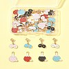 40Pcs 8 Styles Alloy Enamel Pendants ENAM-FS0002-54-8