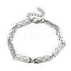 304 Stainless Steel Rectangle Link Bracelets for Men & Women BJEW-D042-31P-4