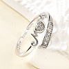Heart 925 Sterling Silver Cubic Zirconia Cuff Rings for Women RJEW-S631-03P-3
