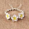Plumeria Flower Polymer Clay Beads Braided Bead Bracelets for Women FS-WG73C89-04-1