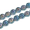 Half Electroplate Baking Paint Glass Beads Strands EGLA-K061-11A-AB09-1