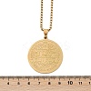 201 Stainless Steel Religion Flat Round Pendant Box Chain Necklaces for Women Men NJEW-R013-08G-5