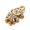 304 Stainless Steel Micro Pave Clear Cubic Zirconia Charms CU-CBAB6EC-05G-02-2