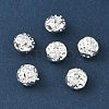 Brass Micro Pave Clear Cubic Zirconia Beads CU-CBA9FFD-10S-1