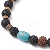 Natural Lava Rock & Rudraksha & Coconut & Howlite Beads Stretch Couples Bracelets for Men BJEW-JB11329-02-3