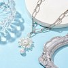 Flower Glass Seed Bead & Shell Pearl Pendant Necklaces NJEW-JN04740-2