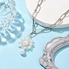 Flower Glass Seed Bead & Shell Pearl Pendant Necklaces NJEW-JN04740-2