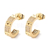 Brass Micro Pave Cubic Zirconia C-Shaped Stud Earrings EJEW-B153-11G-4
