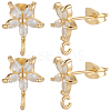 5 Pairs Brass Micro Pave Cubic Zirconia Studs Earring Findings KK-BBC0020-84-1