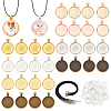 DIY Waxed Cotton Cord & Round Alloy Pendant Cabochon Settings Necklace Jewelry Making Kits DIY-GA0007-01-1