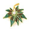 Leaf Shape Alloy Enamel Layered Brooch JEWB-U006-02B-G-1