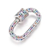 Brass Micro Pave Cubic Zirconia Screw Carabiner Lock Charms ZIRC-L085-08P-1