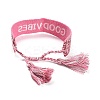 Word Good Vibes Polycotton(Polyester Cotton) Braided Bracelet with Tassel Charm LS-BJEW-F429-02-3