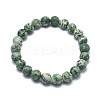 Natural Green Spot Jasper Bead Stretch Bracelets BJEW-K212-A-017-2