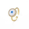 Flat Round with Evil Eye Enamel Lucky Cuff Ring RJEW-N035-084-NF-4