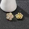 Rack Plating Brass Micro Pave Clear Cubic Zirconia Stud Earrings EJEW-H149-01G-5