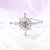 304 Stainless Steel Rhinestone Cuff Rings RJEW-D306-23P-1