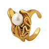Flower Stainless Steel Open Cuff Rings WGAF2BA-02-4