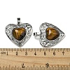 Natural Tiger Eye Peach Love Heart Pendants G-G158-01E-3