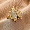 Brass Micro Pave Cubic Zirconia Adjustable Open Cuff Rings for Women RJEW-A072-01B-G-1