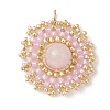 Natural Mixed Gemstone Flat Round Pendants PALLOY-MZ00135-M-2