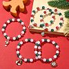 5Pcs 5 Styles Red White Green Round Resin Beaded Stretch Bracelets BJEW-JB09525-S-1