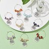 12Pcs Flat Round with Tree of Life Alloy Pendants Wine Glass Charms Sets AJEW-JO00218-2