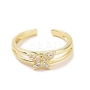Clear Cubic Zirconia Butterfly Open Cuff Ring X-RJEW-B028-02G-2