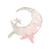 Natural Rose Quartz Round Chip Wire Wrapped Pendants PALLOY-TA00437-03-2