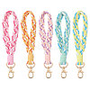5Pcs 5 Colors Handmade Macrame Cotton Wristlet Bracelet Keychain Pendant Decoration HJEW-GL0001-15-1