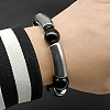 304 Stainless Steel & Resin Bead Stretch Bracelets for Women Men UF8116-1-3