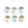 Natural Selenite(Dyed) Imitation Cat Eye Round Pendants PALLOY-TA00133-01-1