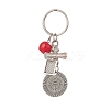 Tibetan Style Alloy Flat Round and Word Pendant Keychain with Apple Resin Charms KEYC-TA00007-2