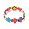 Dyed Synthetic Turquoise Tortoise Beaded Stretch Bracelet for Kids BJEW-JB09389-01-1