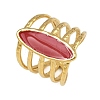 Horse Eye 304 Stainless Steel Enamel Cuff Rings for Women RJEW-G355-04G-02-4