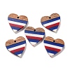 Independence Day Opaque Striped Resin & Walnut Wood Pendants RESI-U010-02V-1