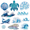 22Pcs 11 Styles Ocean Theme Polyester Embroidery Sew on Cloth Patches PATC-GA0001-80-1