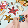 5Pcs 5 Styles Sea Animal Starfish Shell Conch Shape Computerized Embroidery Cloth Iron on/Sew on Patches PATC-FG0001-91-3