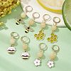4 Pairs 4 Styles Bee & Flower Alloy Enamel Dangle Leverback Earrings for Women EJEW-JE05594-2