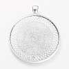 Tibetan Style Alloy Pendant Cabochon Settings X-TIBEP-R351-02AS-LF-1