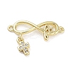 Rack Plating Brass Micro Pave Clear Cubic Zirconia Infinity with Cross Links Connector LS-KK-Z064-31G-1