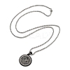 Retro Mandala 201 Stainless Steel Box Chain Constellation Pendant Necklaces for Women Men NJEW-M223-01L-3