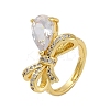 Adjustable Rack Plating Brass Clear Cubic Zirconia Finger Rings for Women RJEW-M028-09G-2