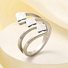 Textured Rhombus 304 Stainless Steel Finger Ring for Women RJEW-L126-09B-P-1