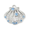 Brass Pave Light Sky Blue and Clear Cubic Zirconia Sea Animal Connector Charms LS-KK-M326-07A-P-1